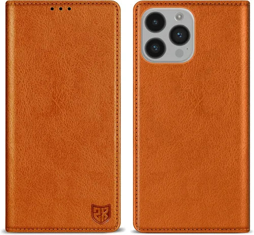 Vista 22 de ZZXX Funda tipo cartera para iPhone 14 con bloqueo RFID, soporte de ranura para tarjetas, funda protectora de cuero magnético fuerte plegable