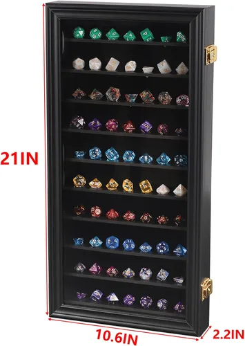 Vista 4 de HOROW Estuche grande de exhibición de dados DND poliédricos hexagonales con bloqueo con 98% de protección UV, organizador de dados