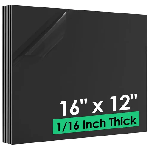 Vista 10 de CREGEAR Hoja de plástico ABS de 12 x 12 x 1/16 pulgadas, paquete de 6 Tablero termoplástico rígido negro para letreros, manualidades, proyectos