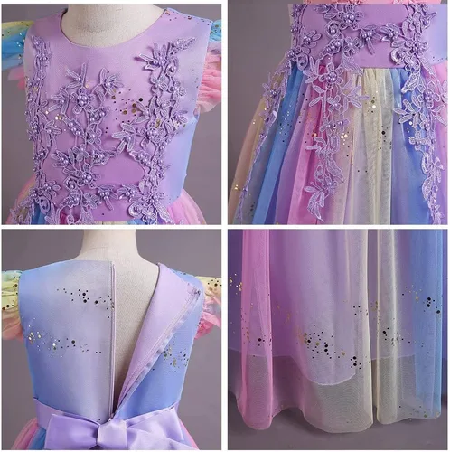 Vista 48 de Disfraz de unicornio para niñas, vestido largo de tul con diadema, fiesta de cumpleaños, carnaval, cosplay