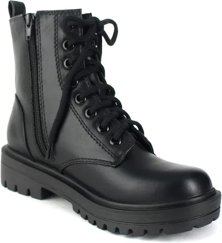 Vista 4 de SODA FIRM - Botines de combate con suela con tacos, cordones y cremallera lateral
