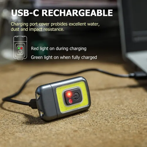 Vista 5 de Molrebe - Luces de correr recargables con clip para corredores, paquete de 5 modos, clip ancho, luz roja y verde, carga USB, indicador de carga