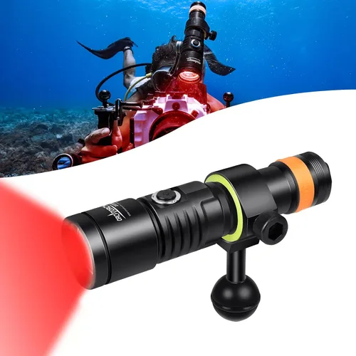 Vista 12 de ORCATORCH D530V 1200 lúmenes luz de video subacuática, haz súper ancho de 120°, 2 modos con indicador de batería, rótula ZJ18, IP68 impermeable Luz
