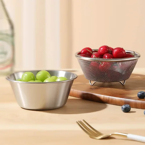 Vista 3 de Juego de cuencos de colador de acero inoxidable, cuencos para mezclar tazón de lavado de arroz, colador de alimentos, cesta de lavado de frutas