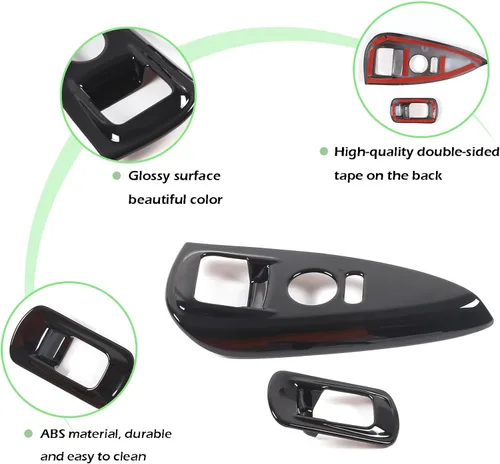 Vista 4 de Cubierta de panel de botón de elevación de vidrio para ventana de automóvil, compatible con Chevrolet Corvette C6 2005-2013, accesorios interiores