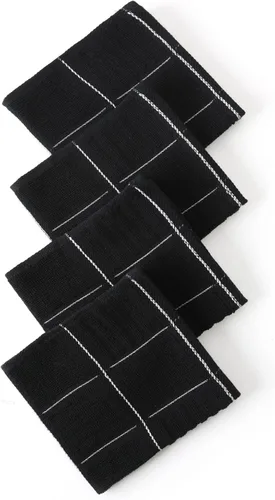 Vista 8 de Juego de toallas y paños de cocina Glynniss, juego de toallas y paños de cocina absorbentes para lavar platos, limpieza y secado, paquete de 8 Negro