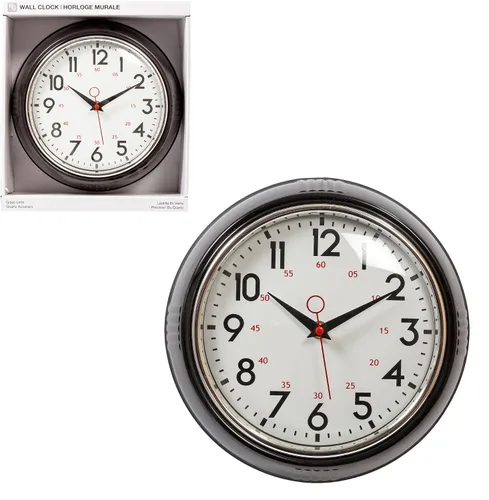 Vista 15 de Kiera Grace, reloj de pared retro con bisel cromado y lente de vidrio convexo, de 9.5 pulgadas, Plástico, Verde, 9.5