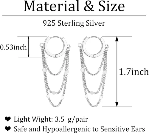 Vista 4 de Ritach Aretes de aro de oro de moda para mujer, brillantes de plata de ley 925 con bola de discoteca, bonitos aretes de aro de cadena