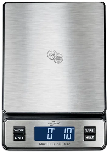Vista 4 de W-2809 - Báscula postal digital de acero inoxidable duradera, de 90 libras x 0.1 onzas, báscula de envío con adaptador de CA, 1 paquete