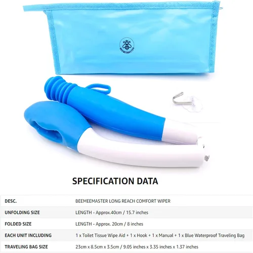 Vista 4 de Limpiaparabrisas plegable de largo alcance para papel higiénico, soporte de limpiaparabrisas a tope para discapacitados/cirugía bariátrica