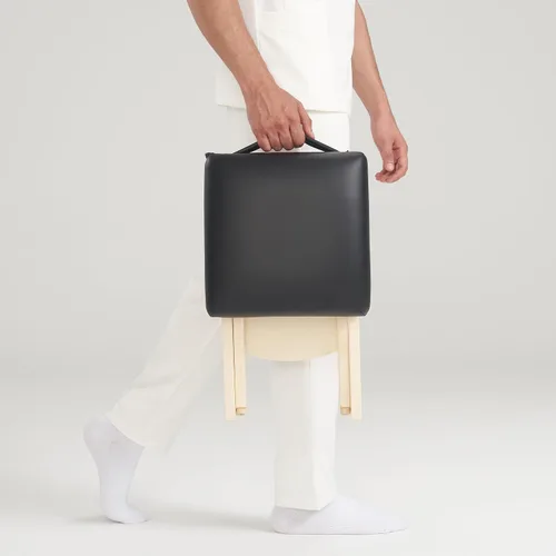 Vista 8 de Master Massage Tables - Taburete de masaje plegable de madera ligero, color negro