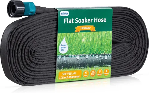 Vista 12 de Hlinker Manguera de remojo plana de 15 pies para camas de jardín, manguera de riego por goteo constante enlazable de 15 pies y 1/2 pulgadas, ahorra
