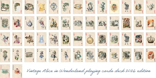 Vista 3 de Serenity Fair Alice's Adventures in Wonderland - Baraja de 54 cartas únicas (beige)