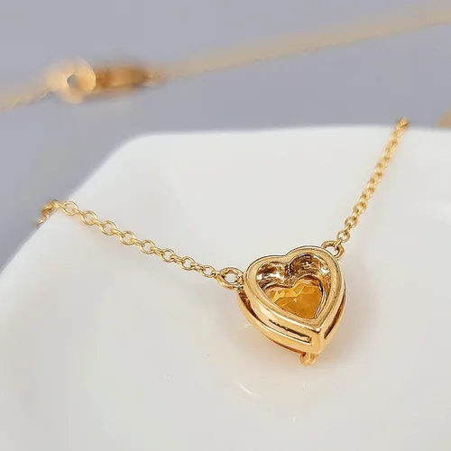 Vista 33 de 18K Solid Yellow Gold Genuine Gemstone Choker Necklace, 15 inches Chain Pendant Dainty Necklace gift for her