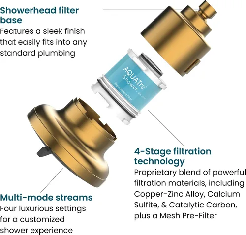 Vista 3 de AquaTru Shower - Filtro de ducha avanzado que elimina las impurezas del agua dura para apoyar la piel saludable, cuero cabelludo, cabello, reducir
