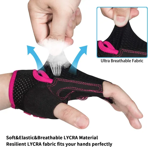 Vista 4 de MOREOK Guantes de ciclismo para hombres y mujeres almohadilla de gel transpirable antideslizante de 0.197in Guantes de ciclismo de medio dedo