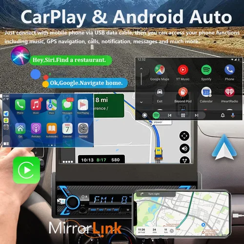 Vista 2 de Naifay Estéreo de Coche de un Solo DIN con Cámara de Salpicadero y Cámara Trasera, Estéreo de Coche de 7 Pulgadas con Pantalla Táctil Desmontable