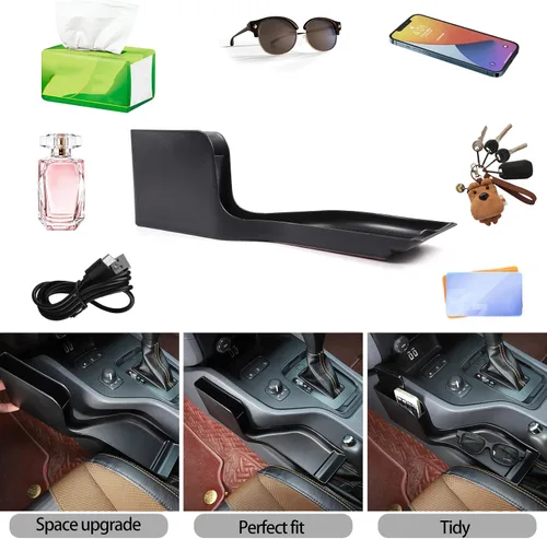 Vista 7 de Lcojicep Caja de almacenamiento lateral para consola de freno de mano compatible con Ford Ranger 2015-2021, organizador de consola central