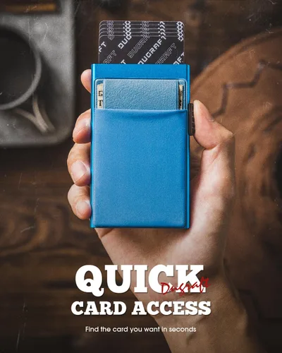 Vista 35 de DUGRAFT Tarjetero para tarjetas de crédito con bolsillo para dinero, minimalista, delgado, de aluminio, de metal, para hombres, con bloqueo RFID