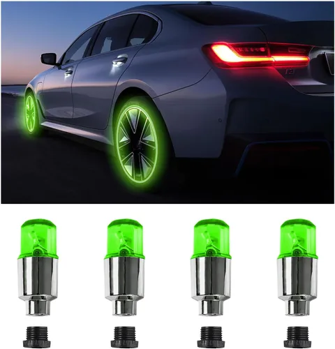 Vista 9 de Ziciner 4PCS Luces LED para Tapas de Válvulas de Neumáticos, Luces de Válvulas de Neumáticos con Bombillas de Destello de Radios de Neón con 12