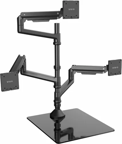 Vista 15 de VIVO Soporte de escritorio extra alto para monitor ultraancho doble con brazo neumático para pantallas de hasta 49 pulgadas, abrazadera resistente