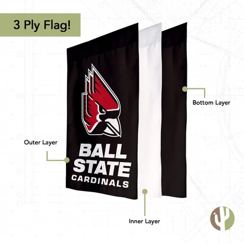Vista 3 de Desert Cactus Bandera de jardín de la Universidad Estatal de Bola BSU Cardinals Ball U Banner 100% poliéster (diseño A)