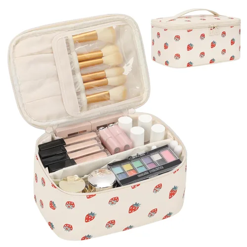 Vista 22 de OCHEAL - Bolsa de maquillaje portátil para cosméticos, estuche organizador de viaje de gran capacidad para mujeres, bolsa de aseo para niñas