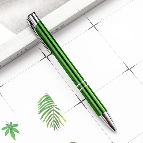 Vista 5 de Bolígrafo personalizado de tinta negra para eventos, ferias comerciales, paquete de 50 Verde