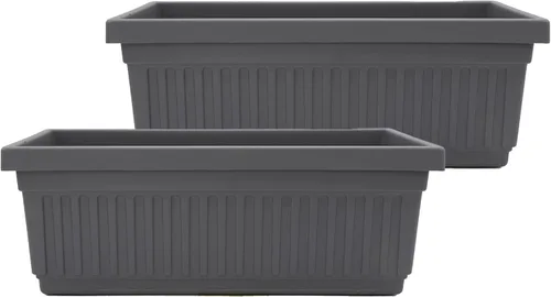Vista 17 de The HC Companies Macetero veneciano de 18 pulgadas con tapón de drenaje, macetas de plástico ligero resistente a los rayos UV para interiores y Negro