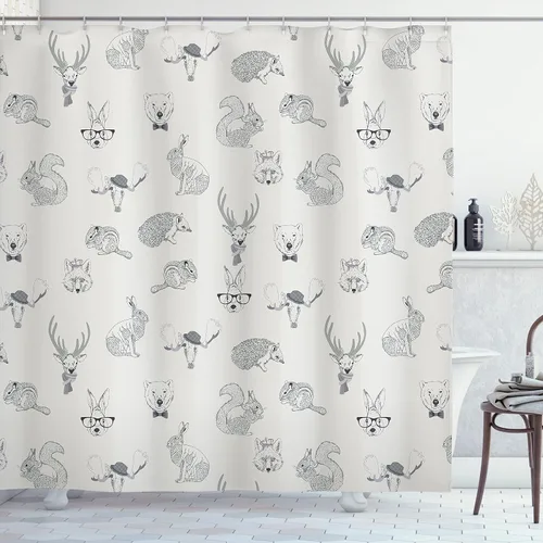 Vista 93 de Ambesonne Decor Collection, juego de cortina con ganchos para regadera Amarillo y marrón
