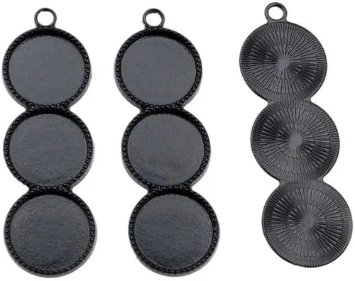Vista 9 de Kentuckiz - 10 unidades de 0.472 in de tamaño interior de tres camafeo cabujón base en blanco colgante bandejas bisel diy collar colgante joyería Oro