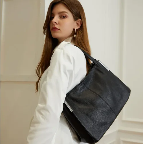 Vista 2 de Heshe - Bolsa de piel de diseñador con asa superior y correa de hombro para mujer