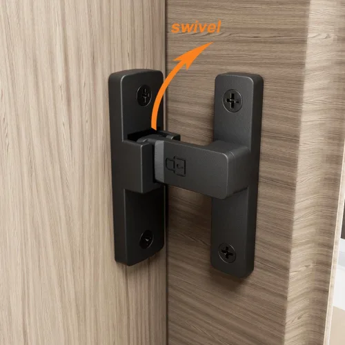 Vista 2 de ETEKJOY Pestillo de cerradura abatible resistente de 90/180 grados para puerta deslizante/oscilante, portón, granero, garaje, jardín, valla, Negro