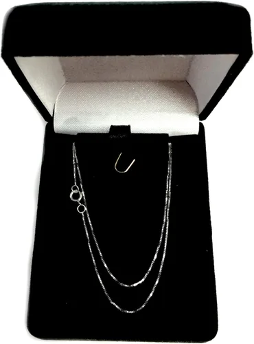 Vista 4 de Jewelry Affairs Collar de cadena estilo caja de oro macizo real de 14 quilates, 0.018 in