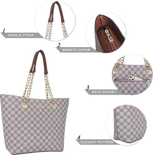 Vista 7 de Montana West Handbags for Women Chain Shoulder Vegan Leather Tote Bag Top Handle Handbag