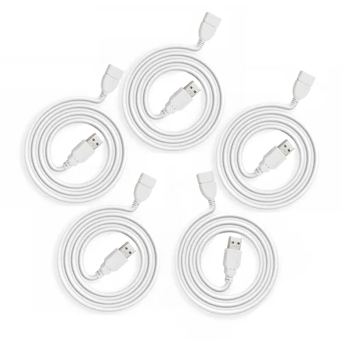 Vista 7 de Cable de extensión USB de 3 pies, paquete de 5 unidades, USB A 2.0 macho a hembra, para impresora, mouse, teclado, velocidad de transferencia de 480