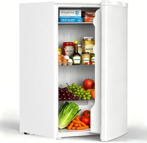 Vista 10 de COWSAR Mini refrigerador de 3.1 pies cúbicos, refrigerador compacto de tamaño dormitorio con puerta individual reversible, termostato ajustable Negro
