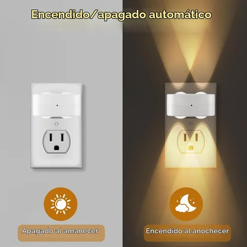 Vista 2 de Paquete de 4 luces LED nocturnas enchufables a la pared, luz nocturna enchufable, no regulable