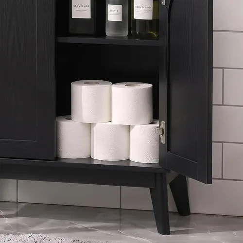 Vista 6 de Gabinete de almacenamiento de baño de 45" alto, roble negro