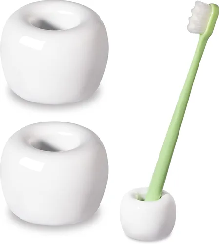 Vista 12 de Urbanstrive - Soporte para cepillo de dientes de cerámicas mini elegante para encimeras de mueble de baño (1 paquete, blanco)