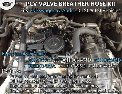 Vista 3 de PCV - Válvula de ventilación del cárter del motor, separador de aceite compatible con Audi A3 A4 A5 Q5 TT VW Beetle CC Jetta Passat Tiguan 1.8