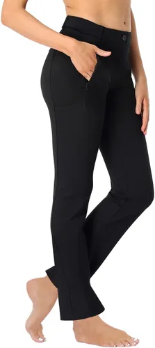 Vista 5 de HDE Pantalones de yoga para mujer, pierna recta, pantalones de meter con 8 bolsillos