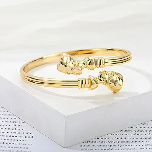 Vista 9 de EGO VINA Pulseras de nefertiti de la reina egipcia de la joyería africana para las mujeres, pulsera ajustable vintage de acero inoxidable, regalos
