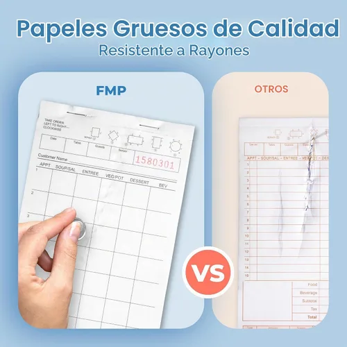 Vista 5 de FMP Brands (500 hojas), bloc de notas de servidor, cheques de invitados para servidores, blocs de pedidos para servidores, blocs de notas de Blanco