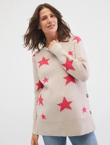 Vista 4 de Motherhood Maternity Suéter tipo túnica con cuello redondo para mujer