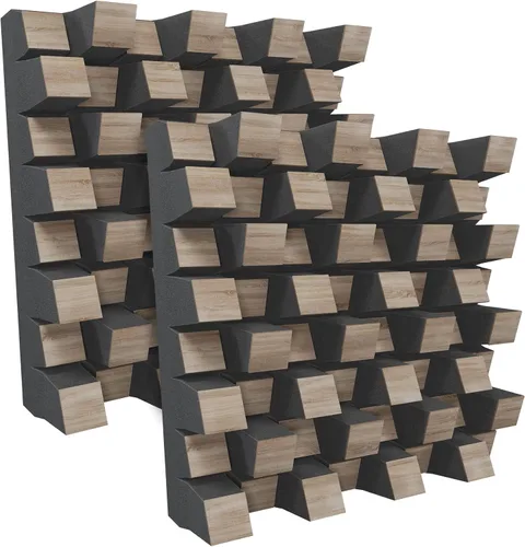 Vista 17 de (2 Pack) — Difusor de estudio acústico de sonido «Sirius» 2D QRD Difusión - Reflexión - Absorción - Insonorización - Aislamiento Panel de arte