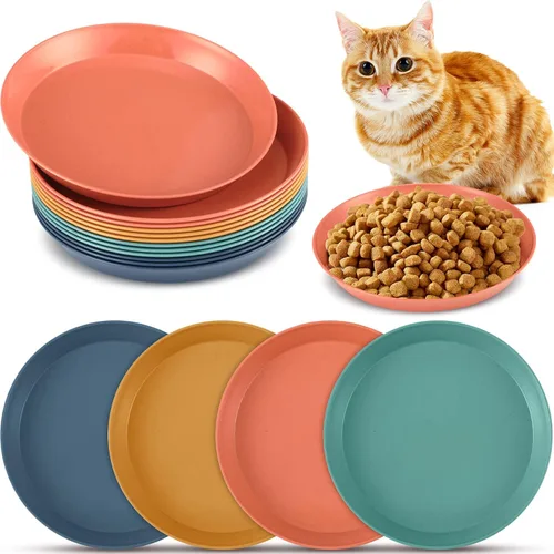 Vista 8 de Gerrii 12 cuencos redondos de 6 pulgadas para aliviar la fatiga de la barba, platos húmedos para gatos de 6 pulgadas, platos anchos y pequeños