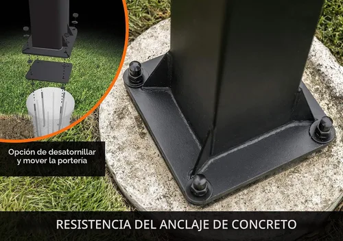 Vista 2 de Aros de baloncesto Goalrilla con tablero de meta de vidrio templado, marco negro anodizado y sistema de anclaje en el suelo