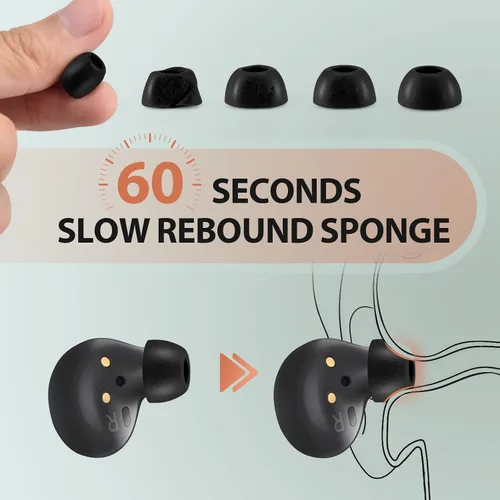 Vista 5 de Puntas de espuma viscoelástica para Samsung Galaxy Buds 2 / Plus/Beats Studio Buds, sin dolor de silicona en las orejas, almohadillas de repuesto