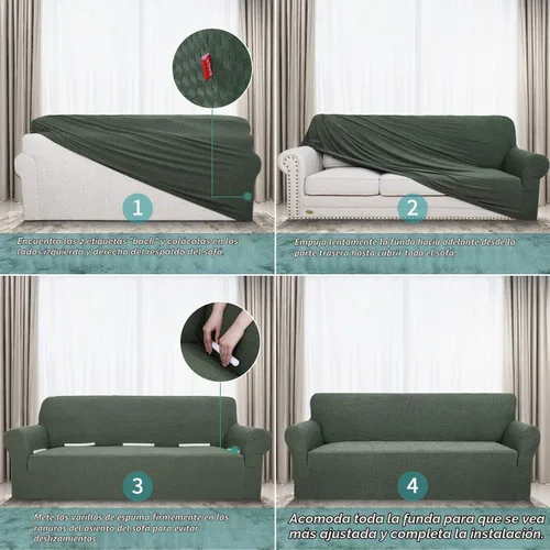 Vista 6 de YEMYHOM Funda para sofá con diseño jacquard de alta elasticidad, funda para silla de sala de estar, a prueba de mascotas, perros y gatos Verde